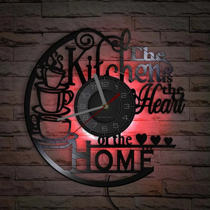 The Kitchen The Heart Of The Home Inspired Vinyl Record Clock Modern Design Vinyl Wall Watch Kitchen Decor Noiseless Timepieces    Home Decor Supply | Online Retail | ShoreShopper.com