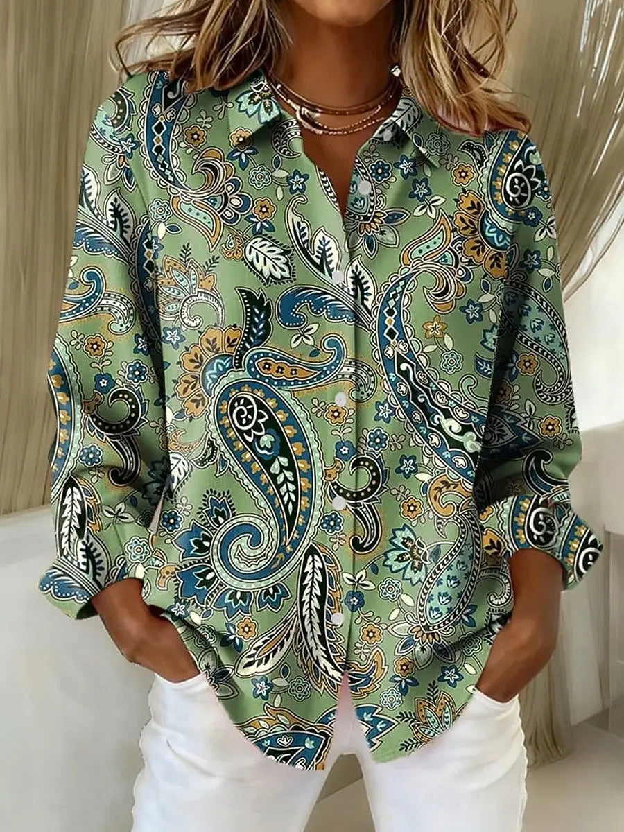Women's Shirt Blouse Paisley Elegant Stylish Modern Long Sleeve Shirt Collar Regular Tops Work Print Summer Spring Fall Winter    Your Coastal Marketplace | Shoreshopper.com