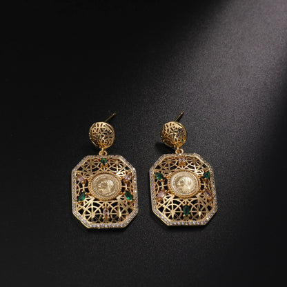 Women's Jewelry Set Dubai Nigerian Kuwaiti Bridal 24k Gold Plated Spinel Zirconia Human Head Ancient Coin Earrings Necklace Rin    Home Decor Supply | Online Retail | ShoreShopper.com