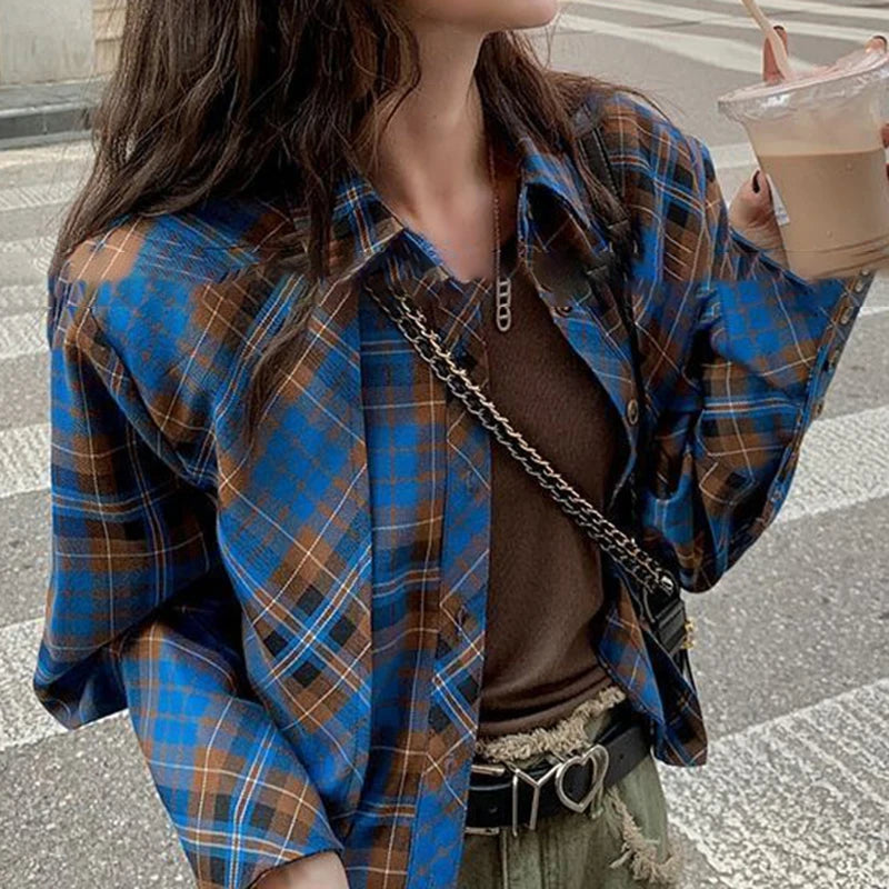 Checkered shirt women's 2024 spring new design sense niche French chic long sleeved shirt  retro top  womens tops    Home Decor Supply | Online Retail | ShoreShopper.com