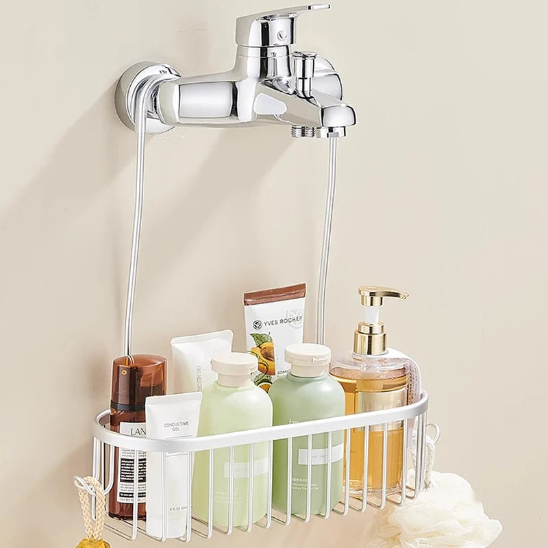 Aluminium Bathroom Shelf Without Drilling Shower Shelf Shelves Shampoo Holder Basket Storage Organizer Bathroom Accessories    Home Decor Supply | Online Retail | ShoreShopper.com