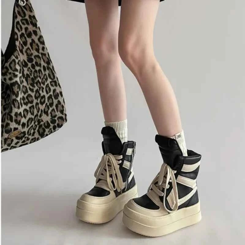 Shoes for Women Women's Ankle Boots Trendy Retro High-top Women's Shoes Fashion Casual Chunky Platform Luxury Designer Sneakers