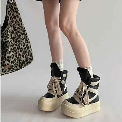 Shoes for Women Women's Ankle Boots Trendy Retro High-top Women's Shoes Fashion Casual Chunky Platform Luxury Designer Sneakers