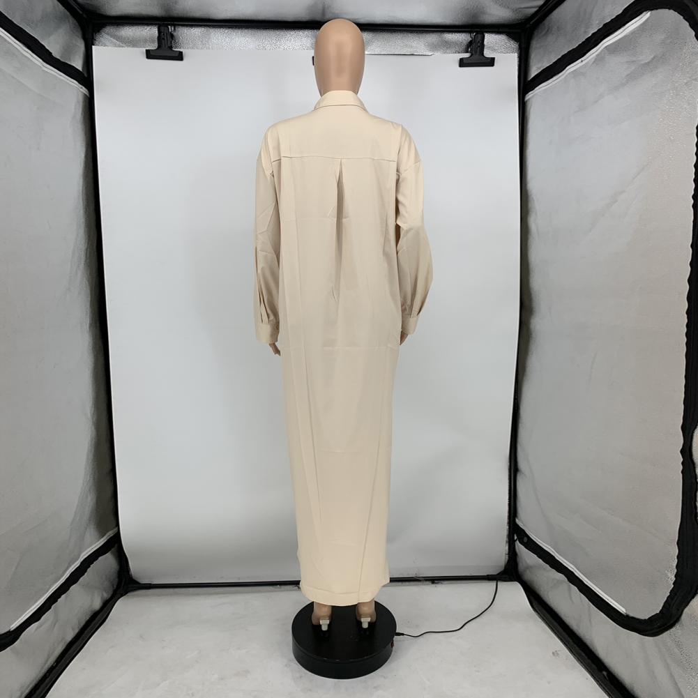 Women Shirt Windproof Shirt Dress Versatile Hem Stylish Autumn Winter Solid Color Shirt Long Dress    Your Coastal Marketplace | Shoreshopper.com
