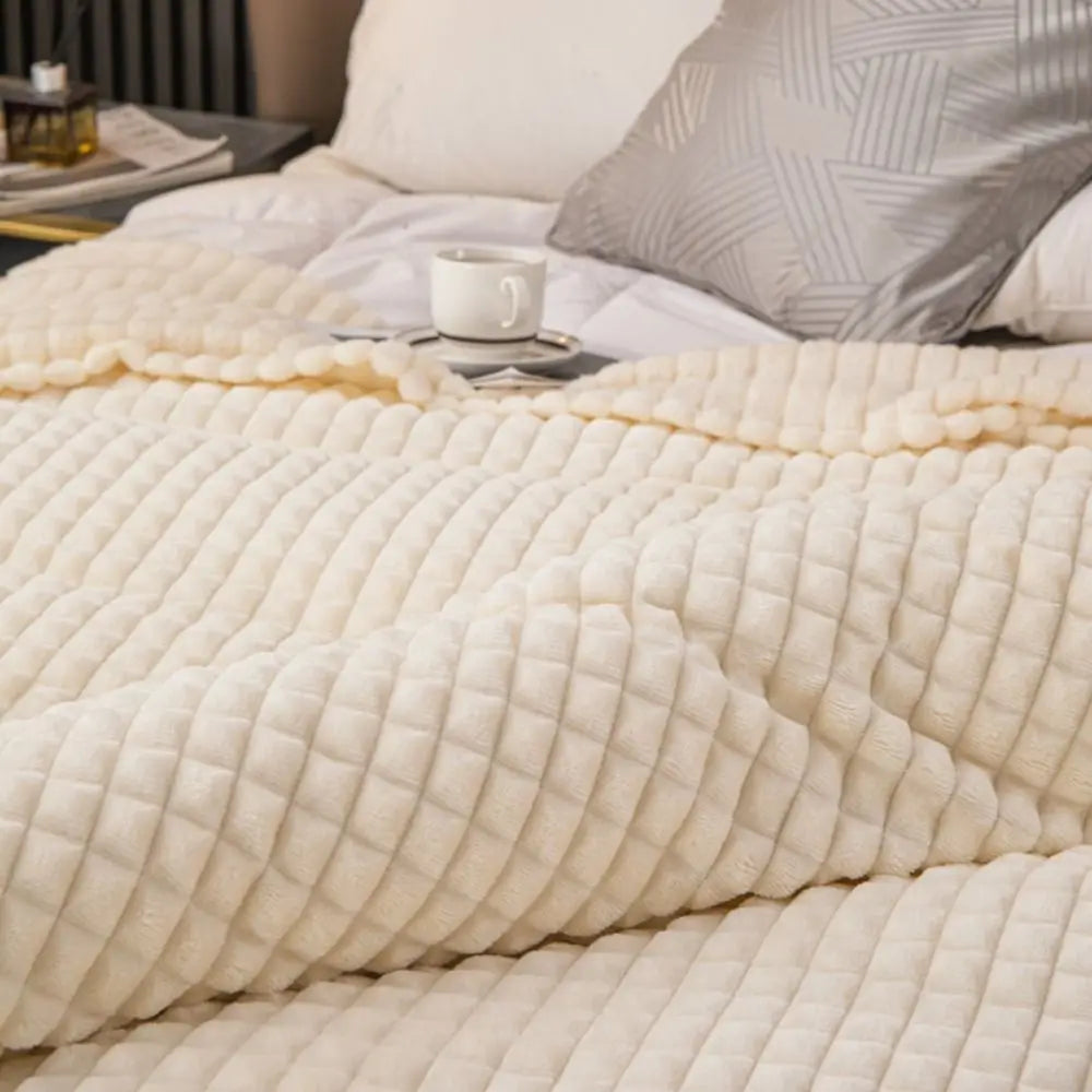 Durable Solid Color Flannel Blanket Thickened Comfortable Sofa Plush Blanket Soft Warm Office Nap Blanket Unisex    Your Coastal Marketplace | Shoreshopper.com
