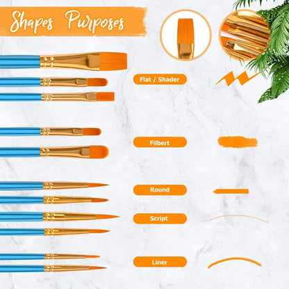 Acrylic Paint Brushes Set, 20Pcs Round Pointed Tip Artist Paintbrushes Body Face Nail Miniature Detailing Drawing Art Supplies    Home Decor Supply | Online Retail | ShoreShopper.com