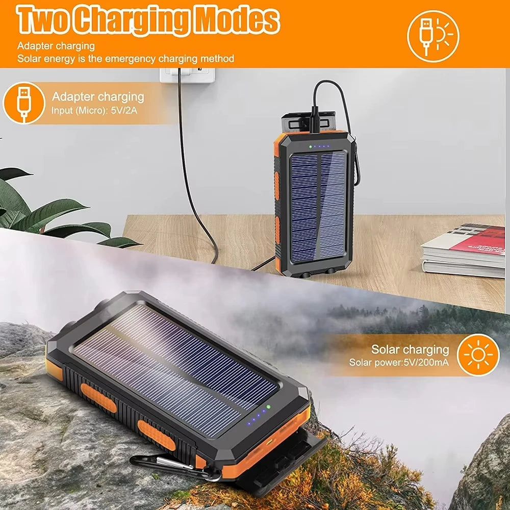 Solar Power Bank 10000mAh Portable Charging Poverbank External Battery Charger Strong Light LDE Light for All Smartphones    Home Decor Supply | Online Retail | ShoreShopper.com