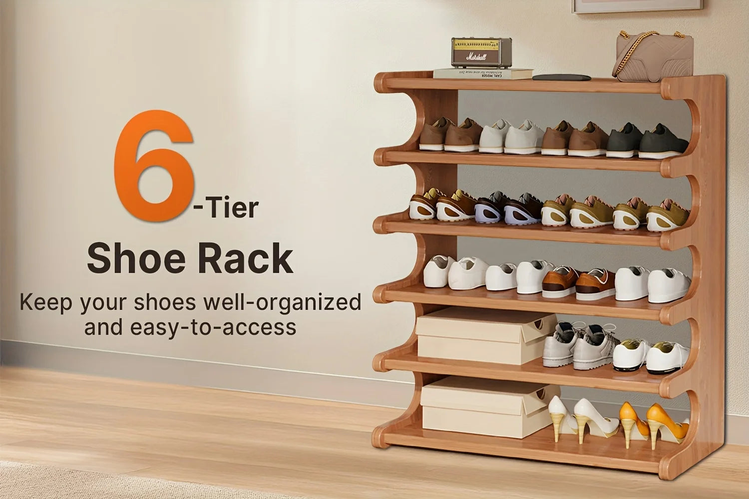 Multi-Tier Shoe Storage Rack, Compact Space-Saving Easy Assembly, Square Shelves for Entryway Dorms Apartments Home Desk Drawer    Home Decor Supply | Online Retail | ShoreShopper.com