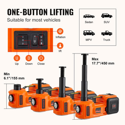 SucceBuy 5T Electric Car Jack Hydraulic Jack with Electric Impact Wrench Built-in Inflatable Pump, LED Light for SUV Sedan Truck    Home Decor Supply | Online Retail | ShoreShopper.com