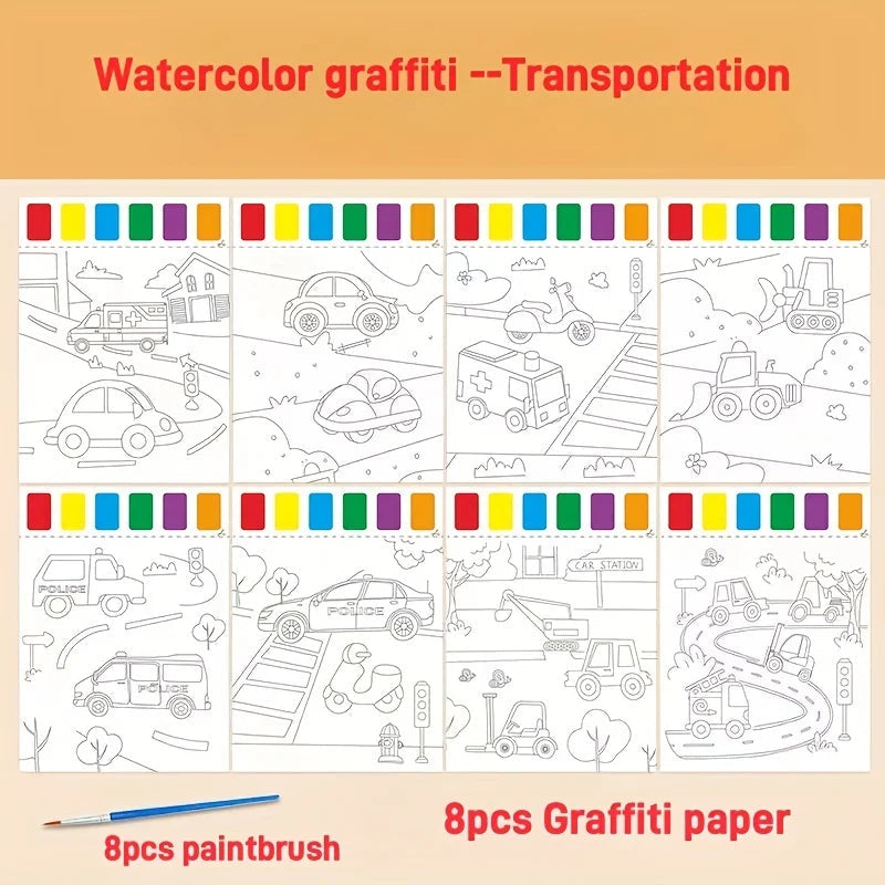 A Set of Art Tools, Including 8 Pieces of Art Paper, 8 Brushes,and 6 Colors of Paint,Suitable for Students and DIY Handmade Sets    Home Decor Supply | Online Retail | ShoreShopper.com
