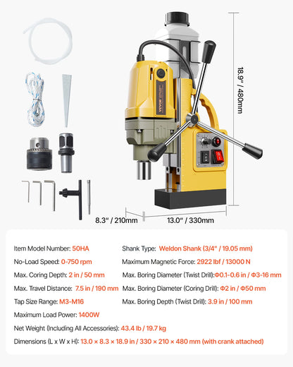 SucceBuy Magnetic Drill Boring Diameter Portable Electric Mag Drill Press Drilling Machine Metal Surface Industrial Improvement - ShoreCo.Shop