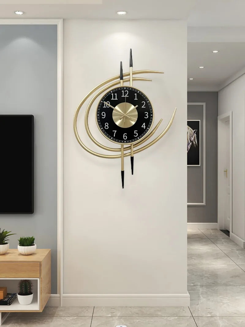 54cm Storm Eye Modern Wall Clock, Large Black Dial Metal Silent Analog Clock, Gold Luxury Decorative for Living Room Bedroom    Home Decor Supply | Online Retail | ShoreShopper.com