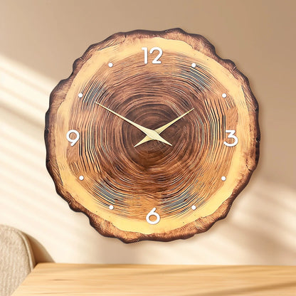 1pc wooden ring veneer wall clock, flat wood cross section texture pattern solid wood pointer design wall clock, silent clock    Home Decor Supply | Online Retail | ShoreShopper.com