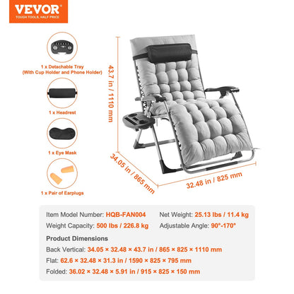 SucceBuy Zero Gravity Chair Zero Gravity Recliner Lounge Chair Adjustable Anti Gravity Chair with Cushion Footrest and Cupholder    Home Decor Supply | Online Retail | ShoreShopper.com
