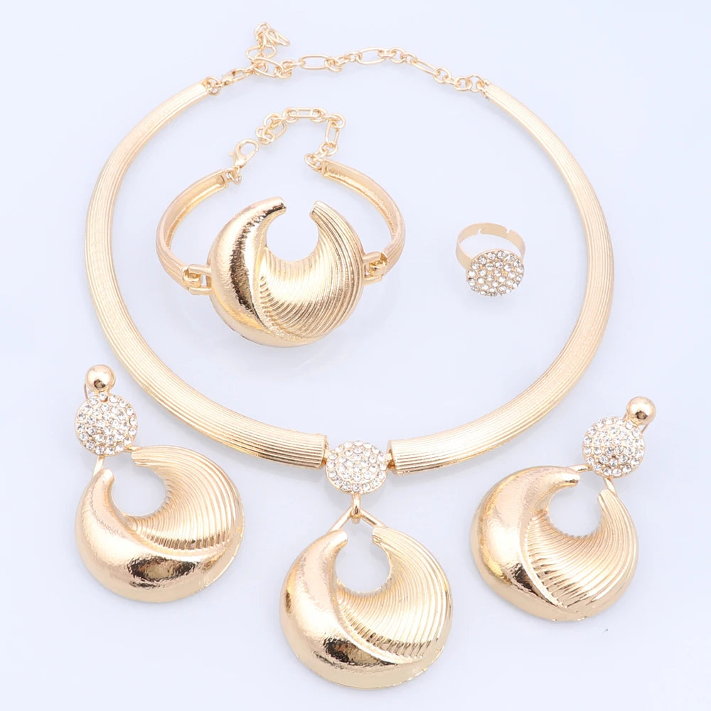 Dubai Jewelry Set For Women Silver Plated Luxury Necklace Earrings Bracelet And Ring Set Jewelry For Wedding Party Trending ﻿    Home Decor Supply | Online Retail | ShoreShopper.com