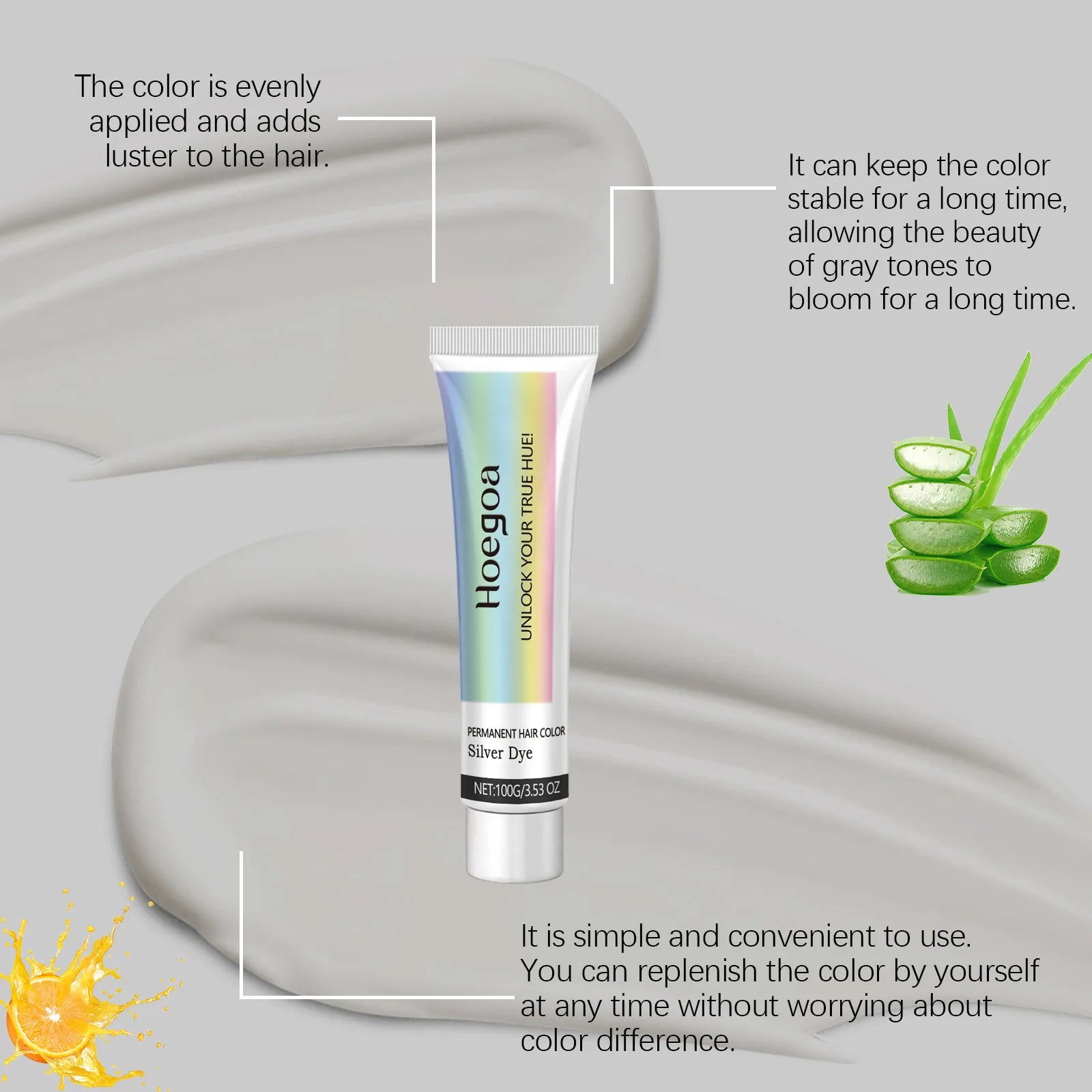 Hoegoa Grey Hair Cream Long Lasting Colour Lock Nourishing Phytocare Trendy Hair Colour Hairdresser - ShoreCo.Shop