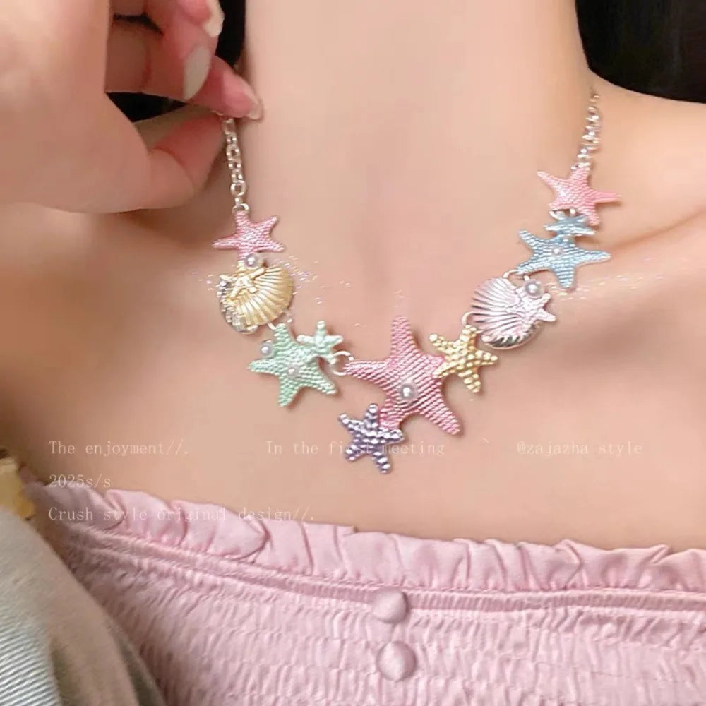 Seaside Style Sea Star Shell Beads Necklace Womens Summer Beach Vacation Neck Chain Bohemian Jewelry Accessories Gift    Your Coastal Marketplace | Shoreshopper.com