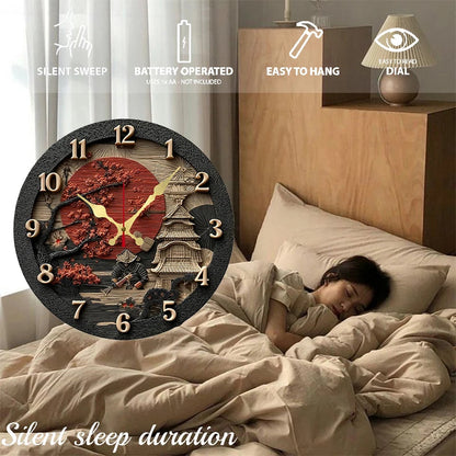 Samurai Themed Wooden Round Silent Hanging Wall Clock, Suitable For Living Room, Office, Study Room, Bedroom, Home Decoration    Home Decor Supply | Online Retail | ShoreShopper.com
