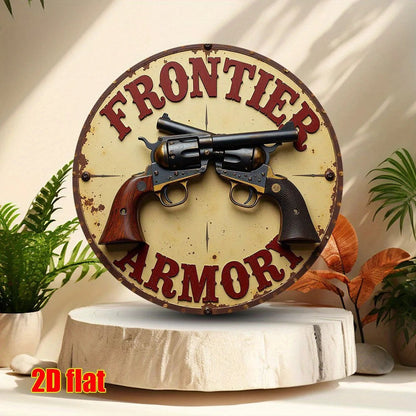 Retro "Art of Weapons & Mechanicals" Round Aluminum Sign – 7.8" Vintage Wall Decor    Home Decor Supply | Online Retail | ShoreShopper.com