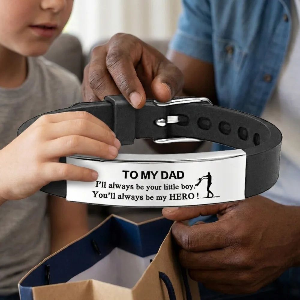 Father's Day Gifts Inspirational Quote Bracelets Wristband Stainless Steel Family Bracelets Adjustable Bracelet for Father    Your Coastal Marketplace | Shoreshopper.com