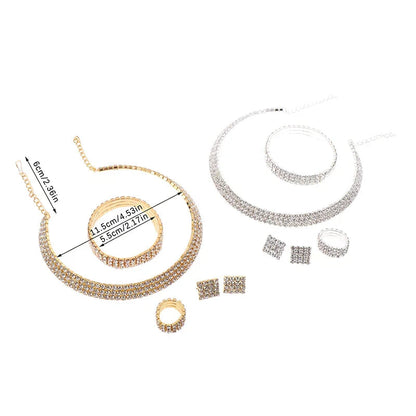 4Pcs/set Bridal Jewelry Set Necklace Bracelets Ring Earrings Set Super Gorgeous Luxury Shiny Fashion Jewelry Party Gift    Home Decor Supply | Online Retail | ShoreShopper.com