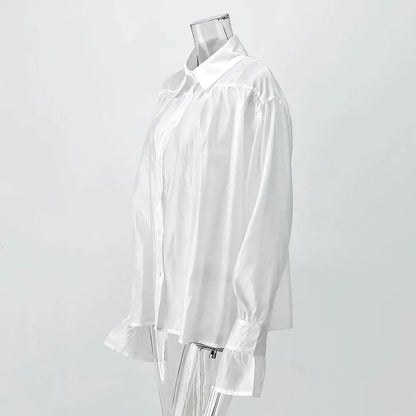 Women's Shirt Long Sleeve Turn-down Collar Sexy See-through Loose Button Women Shirts Beach Style Simple Solid Color Casual Tops    Your Coastal Marketplace | Shoreshopper.com