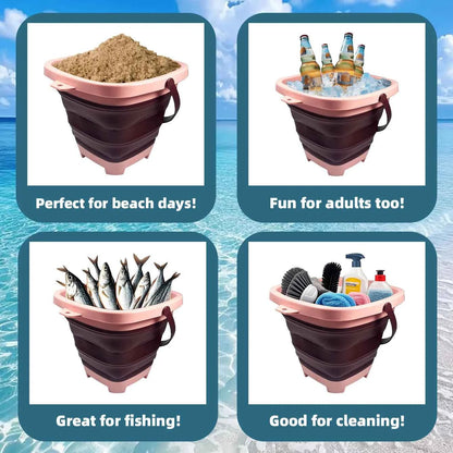 Beach sand toy for children, small extensionable water bucket with multiple functions and portability, suitable for baby sand pl