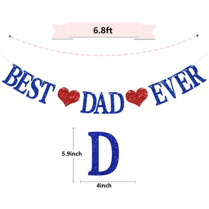 Best Dad Ever Happy Father’s Day Banner for Best Dad, Glitter Father's Day Party Decor Garland birthday decoration    Your Coastal Marketplace | Shoreshopper.com