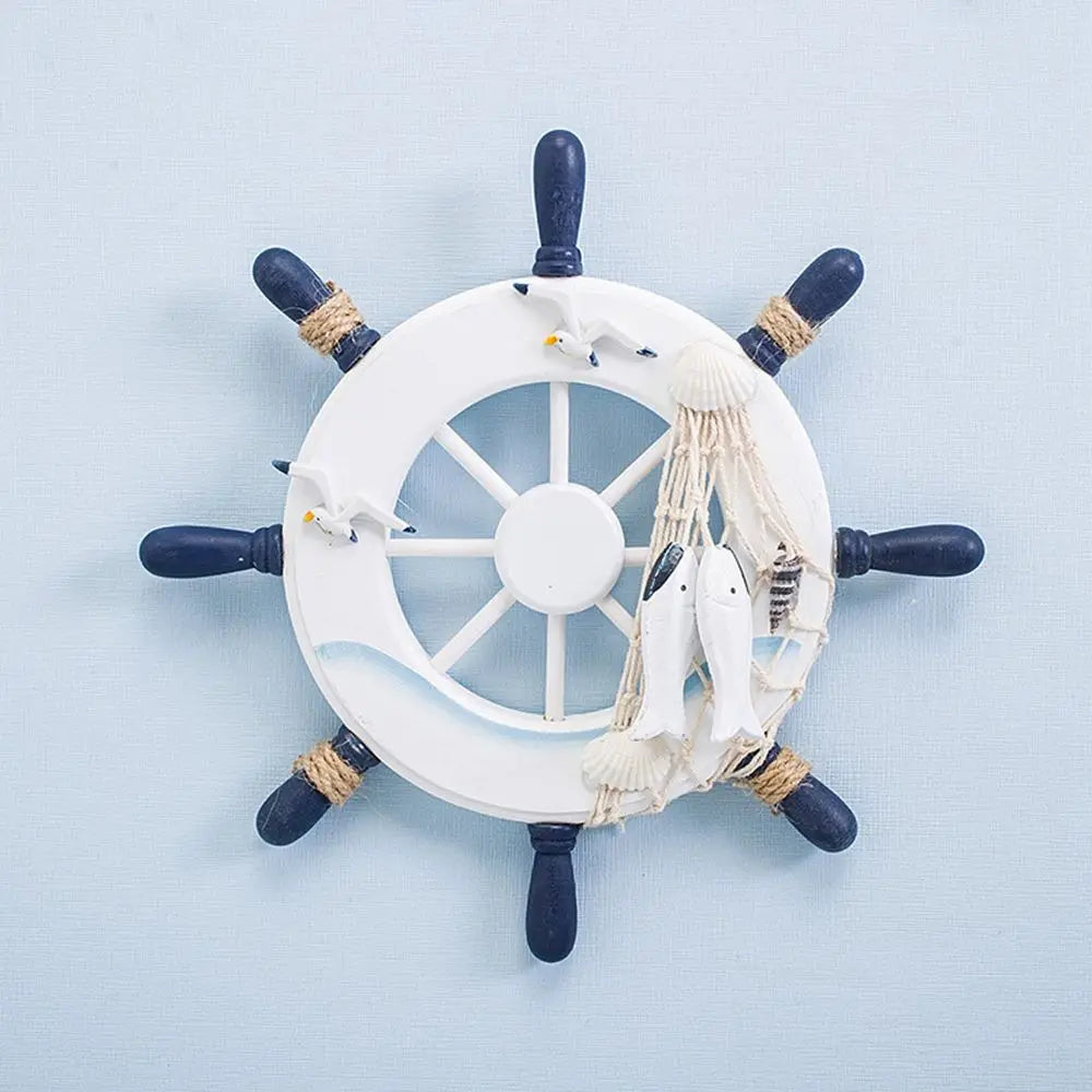 Art Decor 9 Inch Beach Wooden Boat Ship Steering Wheel Fishing Net Home Wall Decor    Your Coastal Marketplace | Shoreshopper.com