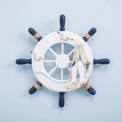 Art Decor 9 Inch Beach Wooden Boat Ship Steering Wheel Fishing Net Home Wall Decor    Your Coastal Marketplace | Shoreshopper.com