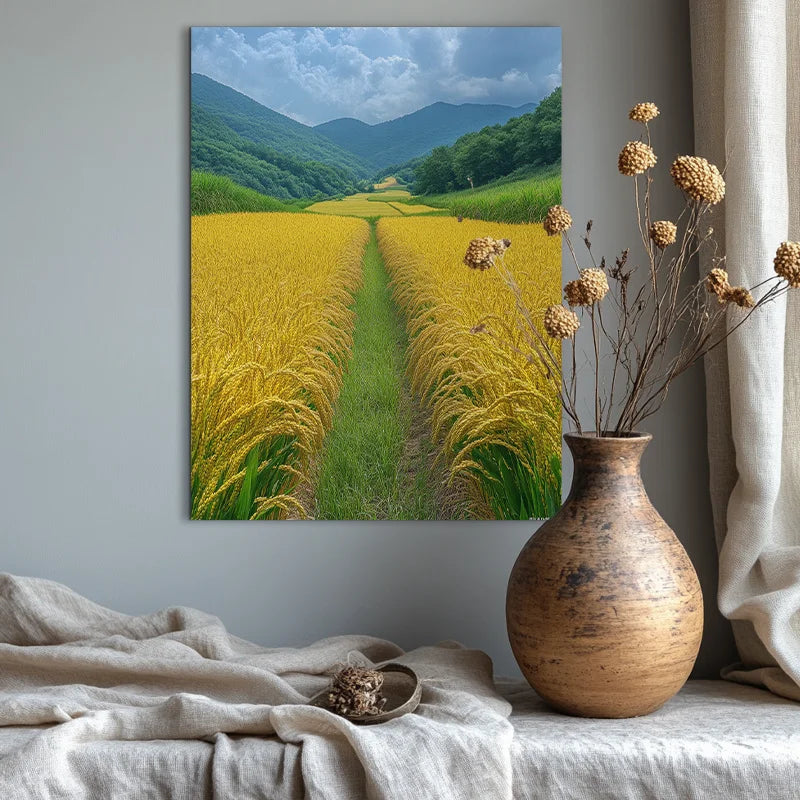 Charming Yellow Rice Fields Canvas Art - Frameless Home Decor for Office & Cafe | Ideal Gift for Any Room    Home Decor Supply | Online Retail | ShoreShopper.com