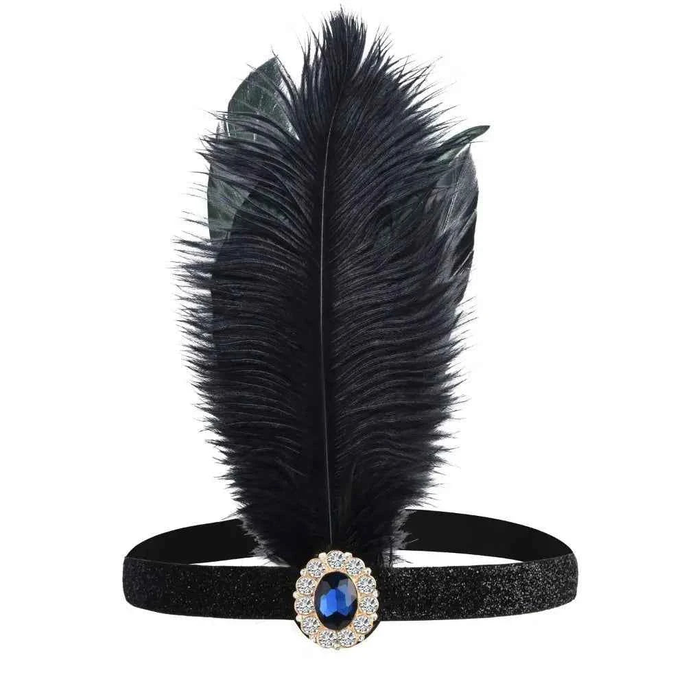 Hair Accessories Feather Headwear Tassel Makeup Party Cosplay Dress Headwear Black Diamond Masquerade Hair Band