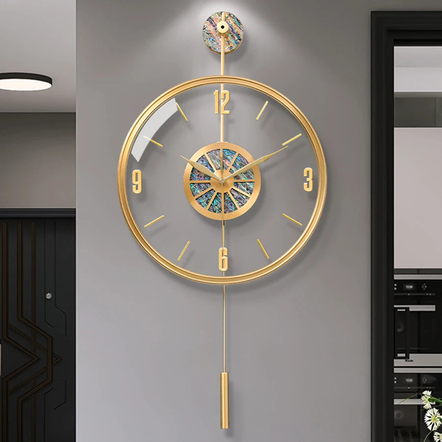 Modern Luxury Large Wall Clock With Pendulum Minimalist Decorative Art Silent Clock Nordic Living Room Bedroom Office Wall Clock    Home Decor Supply | Online Retail | ShoreShopper.com