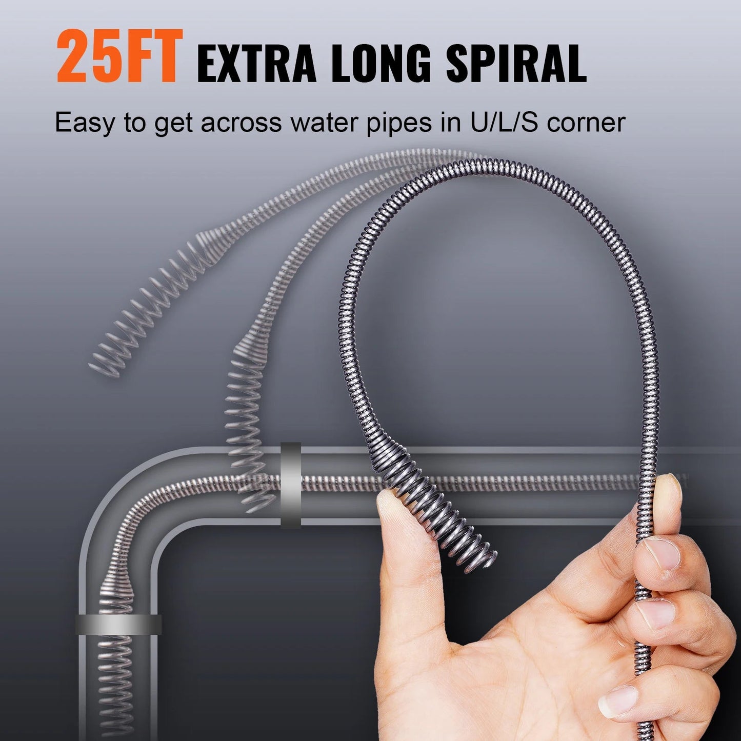 SucceBuy Drain Auger 25Ft Manual-feeding Plumbing Snake w/ Drill Attachment Drain Clog Remover Toilet Sewer Pipe Dredge for Home    Home Decor Supply | Online Retail | ShoreShopper.com