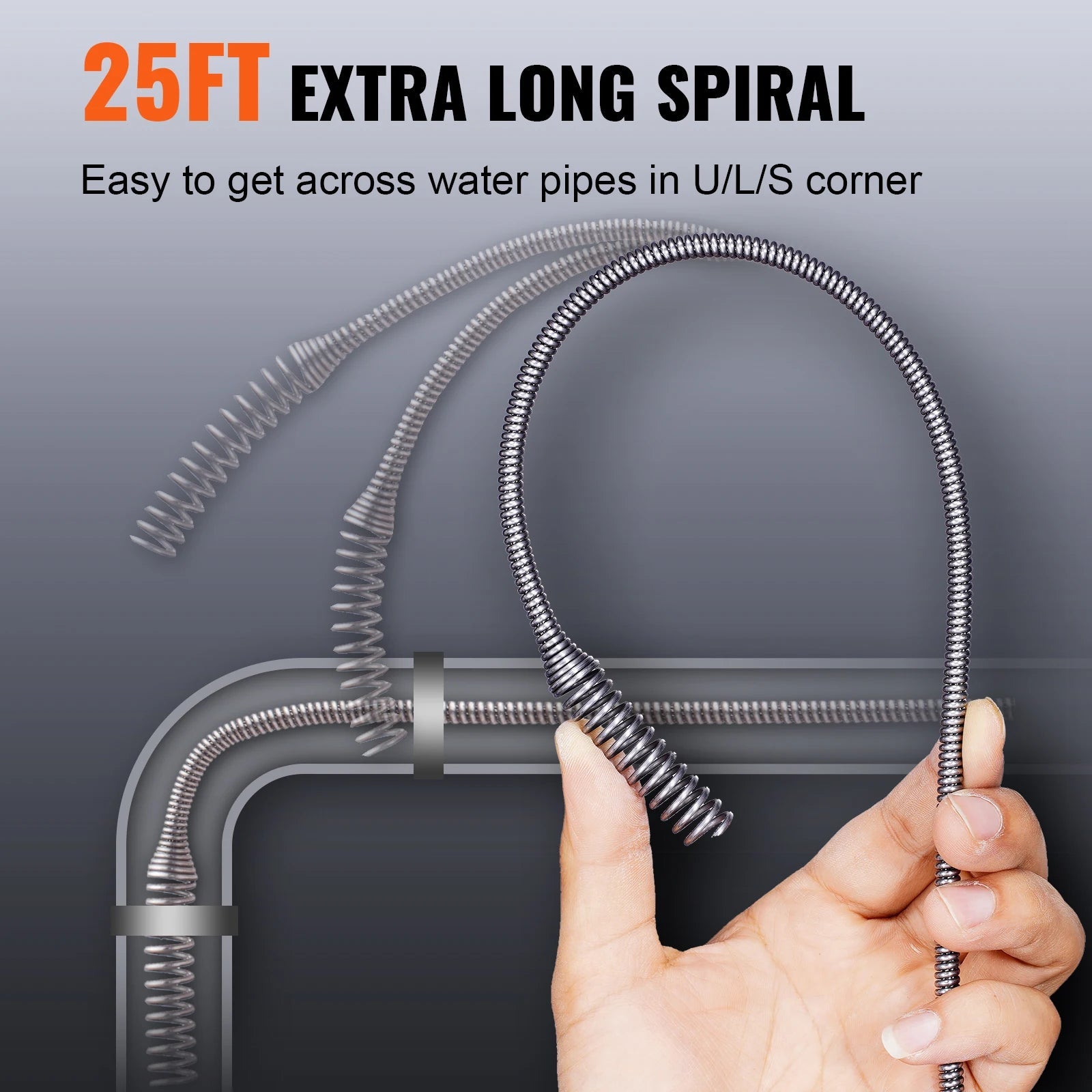 SucceBuy Drain Auger 25Ft Manual-feeding Plumbing Snake w/ Drill Attachment Drain Clog Remover Toilet Sewer Pipe Dredge for Home    Home Decor Supply | Online Retail | ShoreShopper.com