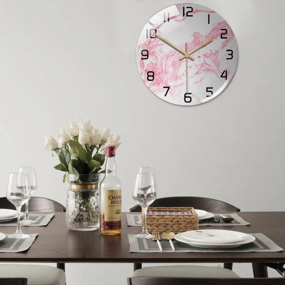 Black Gold Marble Metal Needle Modern Acrylic Round Clock 12"    Home Decor Supply | Online Retail | ShoreShopper.com