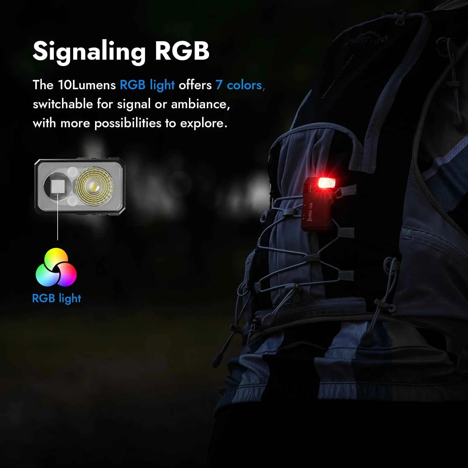 WUBEN G5 Rechargeable EDC Flashlight, 400 Lumens Dual Light Sources Mini Flashlight with RGB Light, Portable Pocket Flashlights
