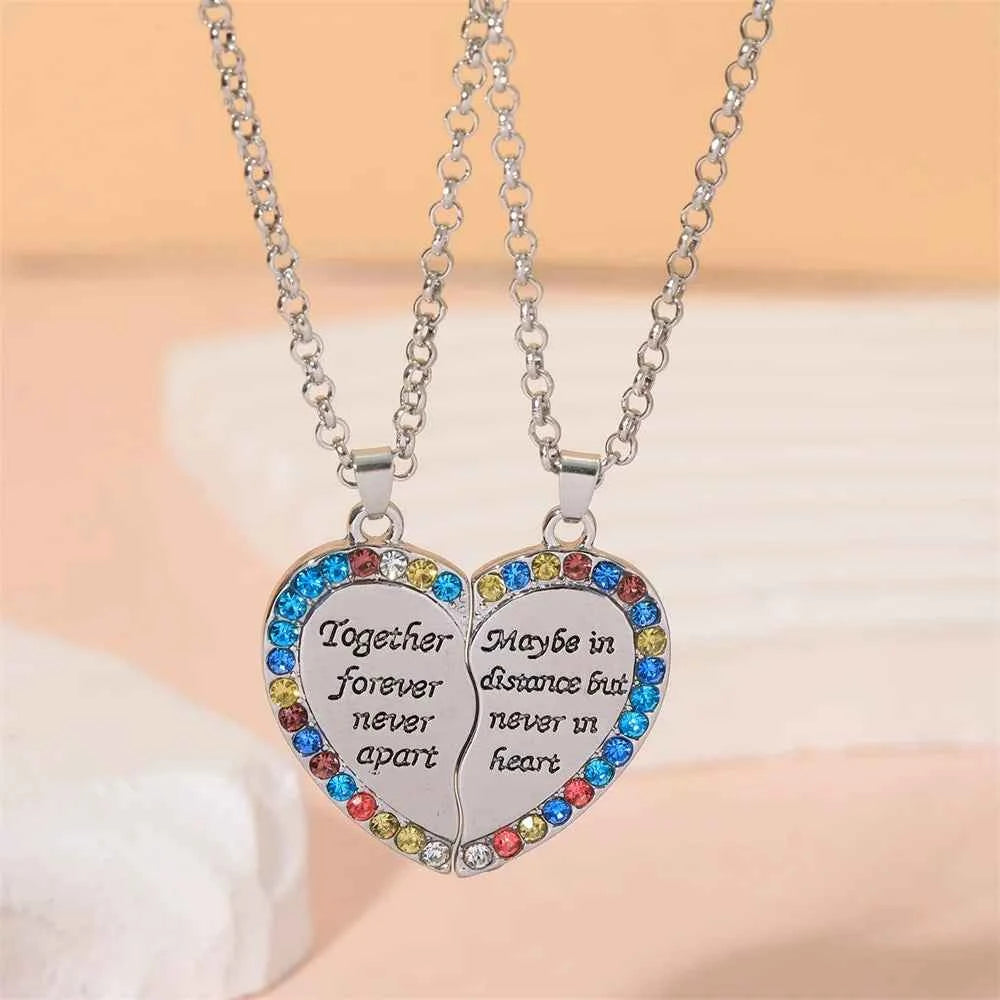 Best Friends Necklace Together forever Never Apart Maybe In Distance But Never In Heart Pendant Choker For Bestie Friendship