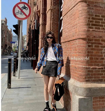 Checkered shirt women's 2024 spring new design sense niche French chic long sleeved shirt  retro top  womens tops    Home Decor Supply | Online Retail | ShoreShopper.com
