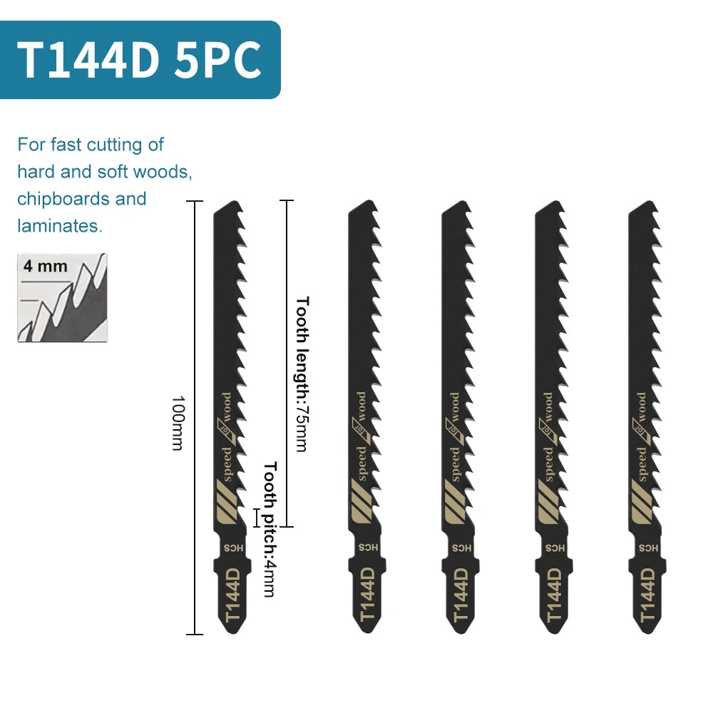 Jigsaw Blades Set T-Shank Jig Saw Blades for Wood Plastic and Metal Cutting Compatible as Bosch/DEWALT/RYOBI/One+/Makita - ShoreCo.Shop