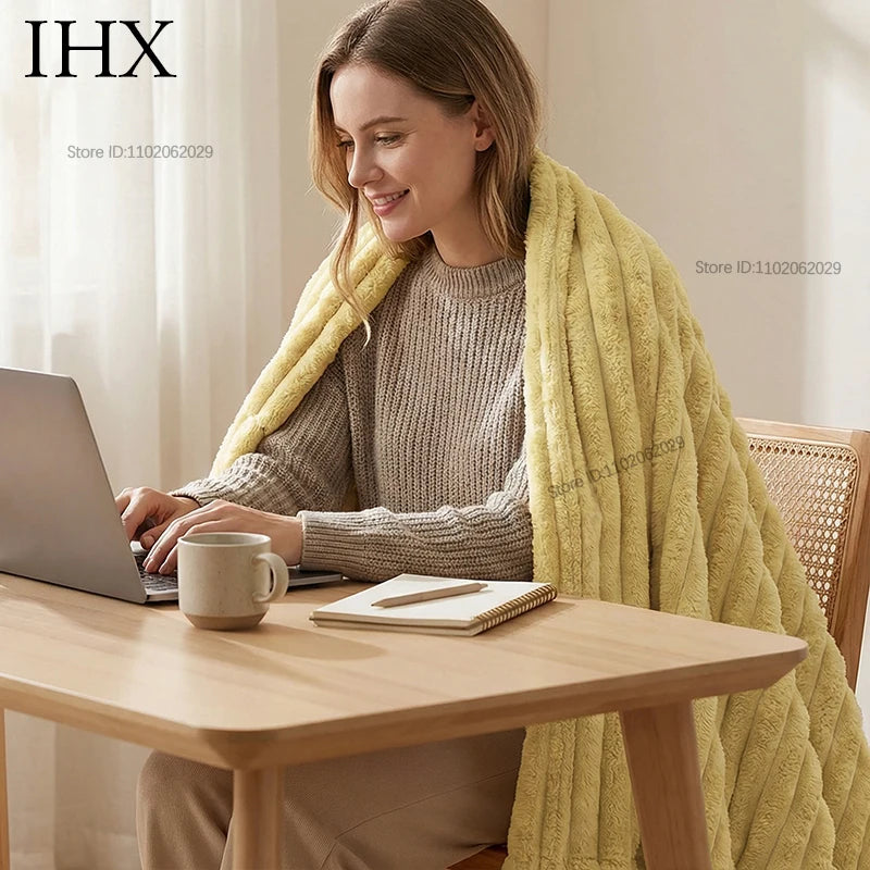IHX Solid Color Imitation Rabbit Plush Milk Plush Thickened Thermal Leisure Home Blanket Office Nap Blanket, Custom Blanket Size    Your Coastal Marketplace | Shoreshopper.com
