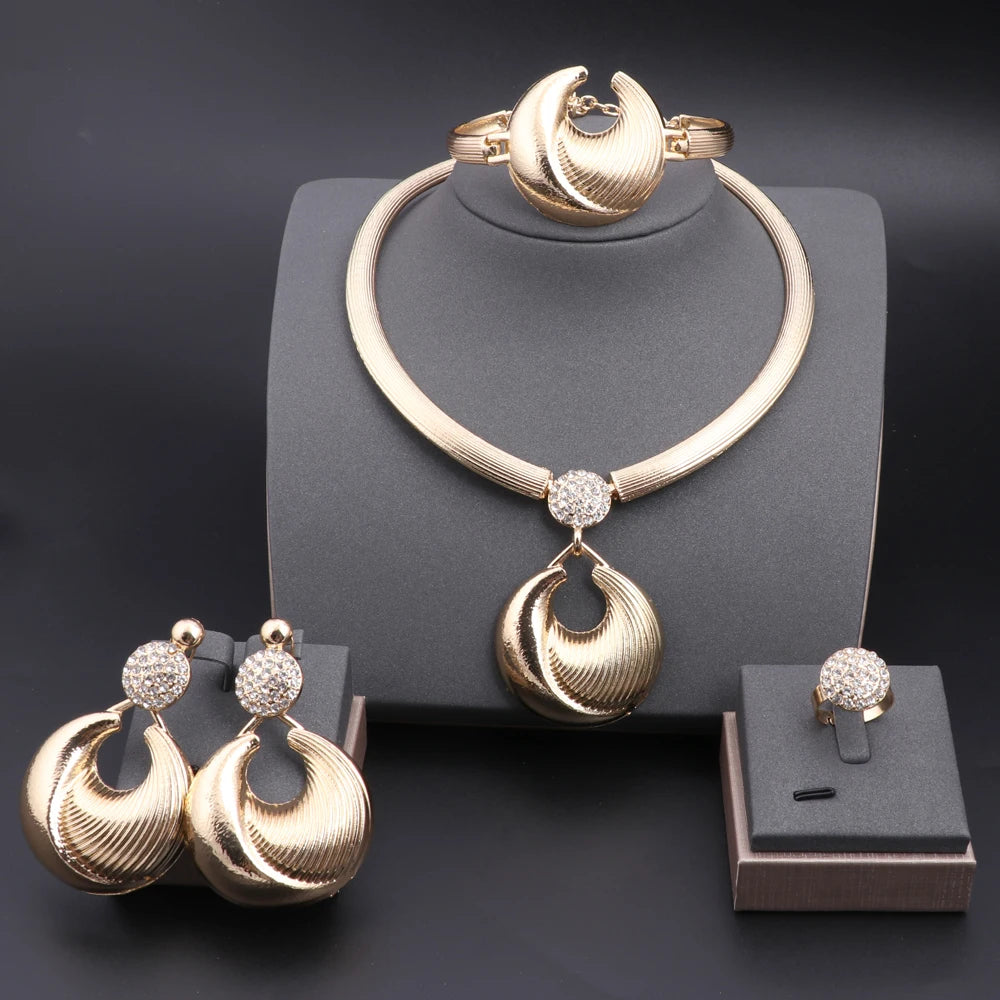 Dubai Jewelry Set For Women Silver Plated Luxury Necklace Earrings Bracelet And Ring Set Jewelry For Wedding Party Trending ﻿    Home Decor Supply | Online Retail | ShoreShopper.com