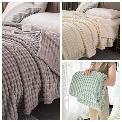 Durable Solid Color Flannel Blanket Thickened Comfortable Sofa Plush Blanket Soft Warm Office Nap Blanket Unisex    Your Coastal Marketplace | Shoreshopper.com