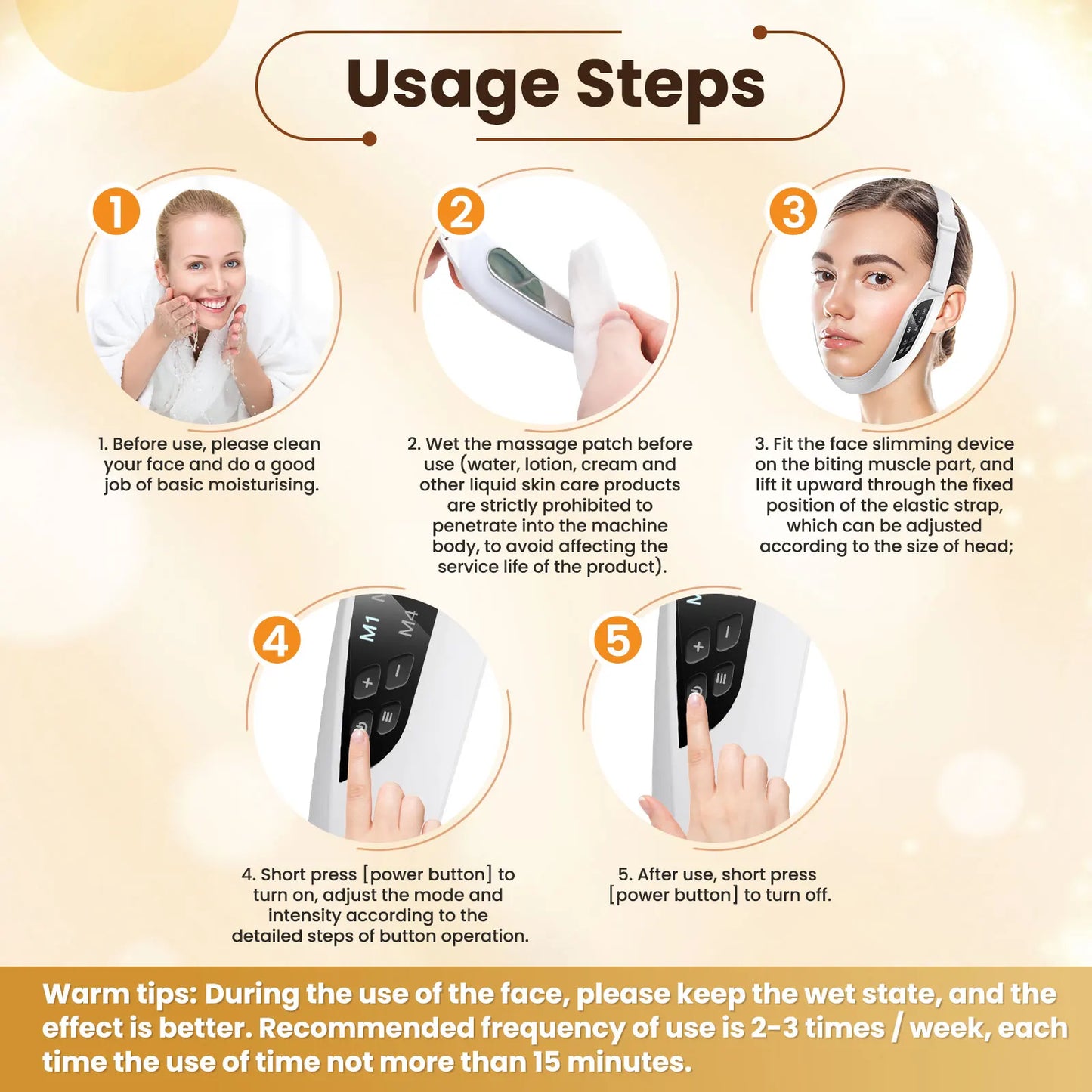 Electric V Face Lifting Beauty Device 6 Modes 8 Levels EMS Micro-current Firming Facial Massager Double Chin Removal Skin Care - ShoreCo.Shop