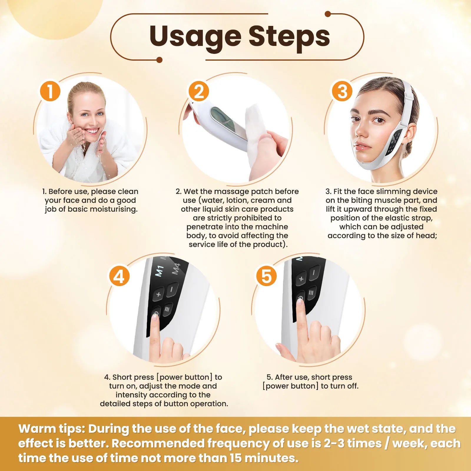 Electric V Face Lifting Beauty Device 6 Modes 8 Levels EMS Micro-current Firming Facial Massager Double Chin Removal Skin Care - ShoreCo.Shop