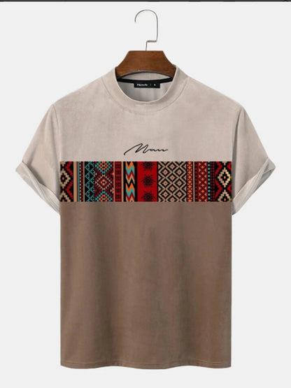 Men's C'EST LA VIE Paris Color Block T-Shirt Beige Gray Brown Casual Short Sleeve Fashion Top    Home Decor Supply | Online Retail | ShoreShopper.com