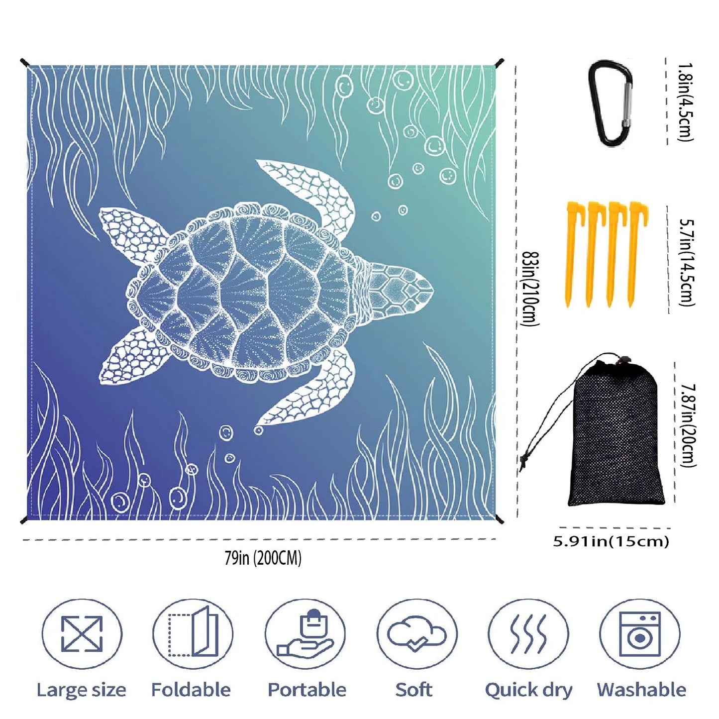 Beach Blanket Super Large 79 x 83 Inch Sandproof Waterproof Soft Comfortable Material Light Weight Portable for Beach Outdoor    Your Coastal Marketplace | Shoreshopper.com
