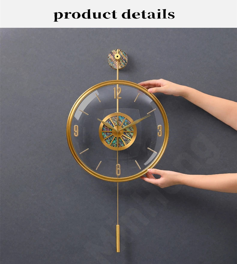 Modern Luxury Large Wall Clock With Pendulum Minimalist Decorative Art Silent Clock Nordic Living Room Bedroom Office Wall Clock    Home Decor Supply | Online Retail | ShoreShopper.com