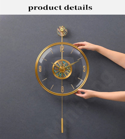 Modern Luxury Large Wall Clock With Pendulum Minimalist Decorative Art Silent Clock Nordic Living Room Bedroom Office Wall Clock    Home Decor Supply | Online Retail | ShoreShopper.com