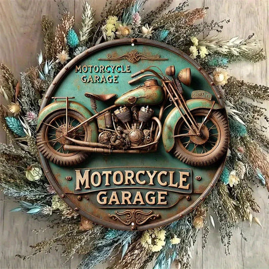 Vintage Round Wooden Motorcycle Sign - 2D Flat Plaque for Home, Garage, Cafe Decor - 7.87" Circular Wall Art    Home Decor Supply | Online Retail | ShoreShopper.com